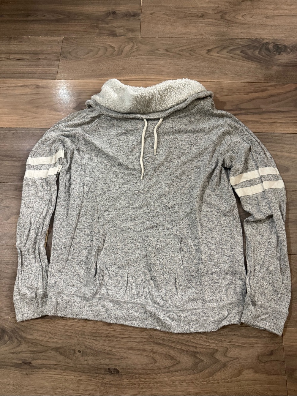 Gray Pullover with Sherpa-Lined Collar